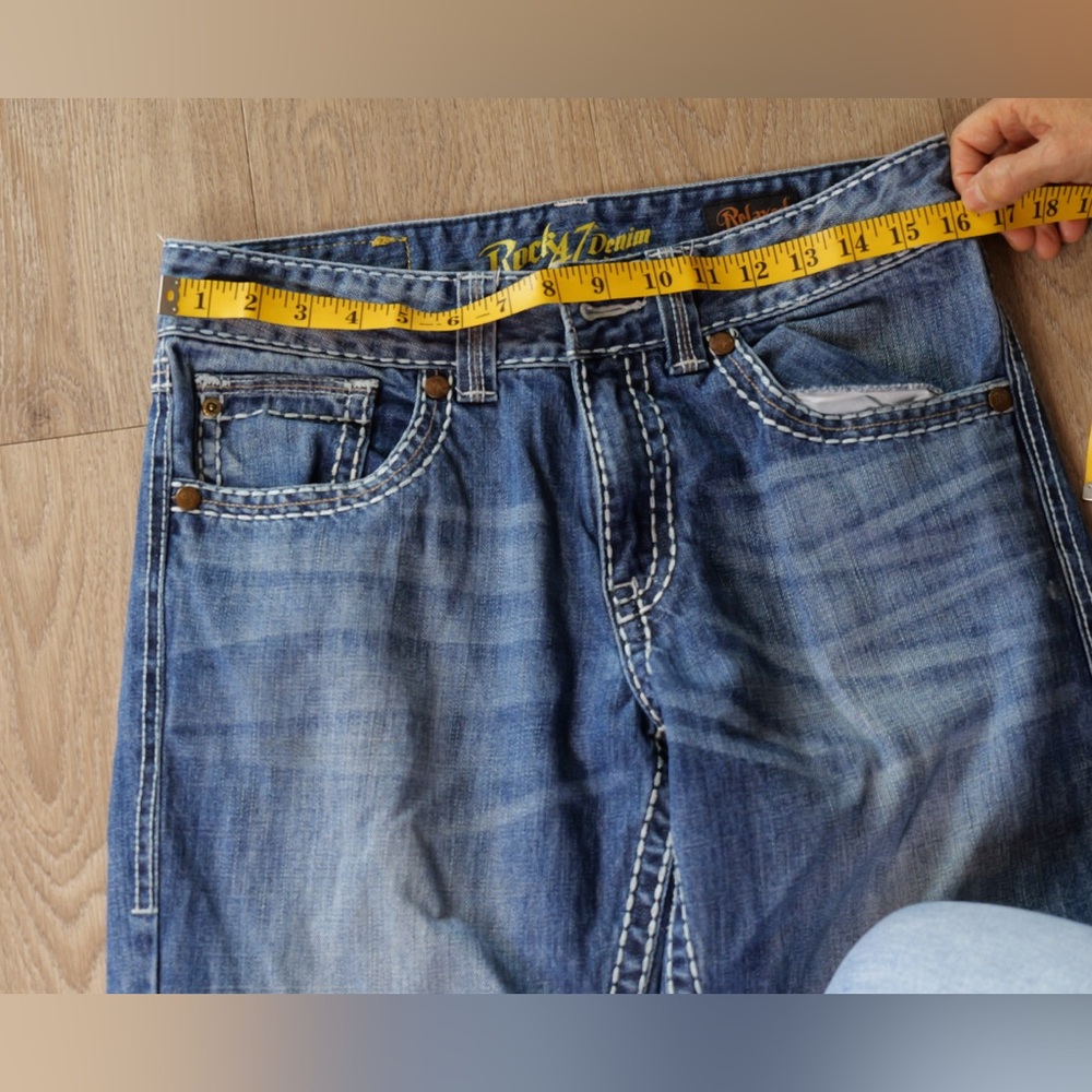 Wrangler Rock 47 Relaxed Straight Leg Heavy Contrast Stitch Jeans 30x36 - Picture 10 of 10